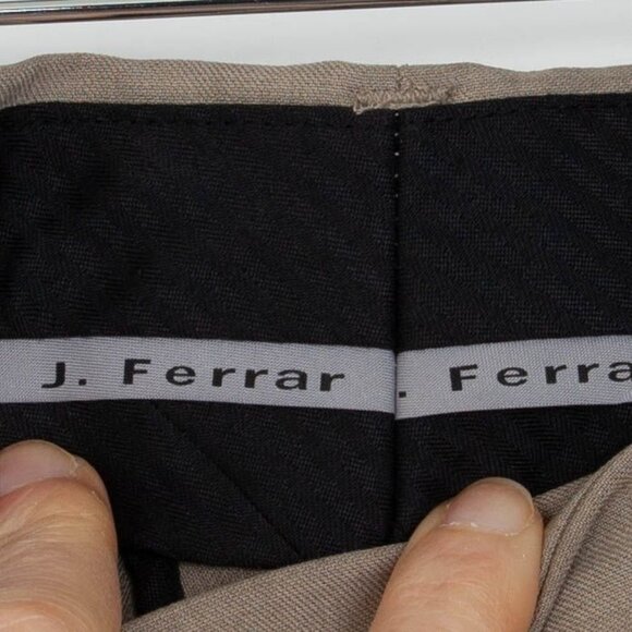 J. Ferrar Mens Classic Fit Pleated Dress Pants Size 38 x 29 Cuffed Tan Career - Picture 4 of 7